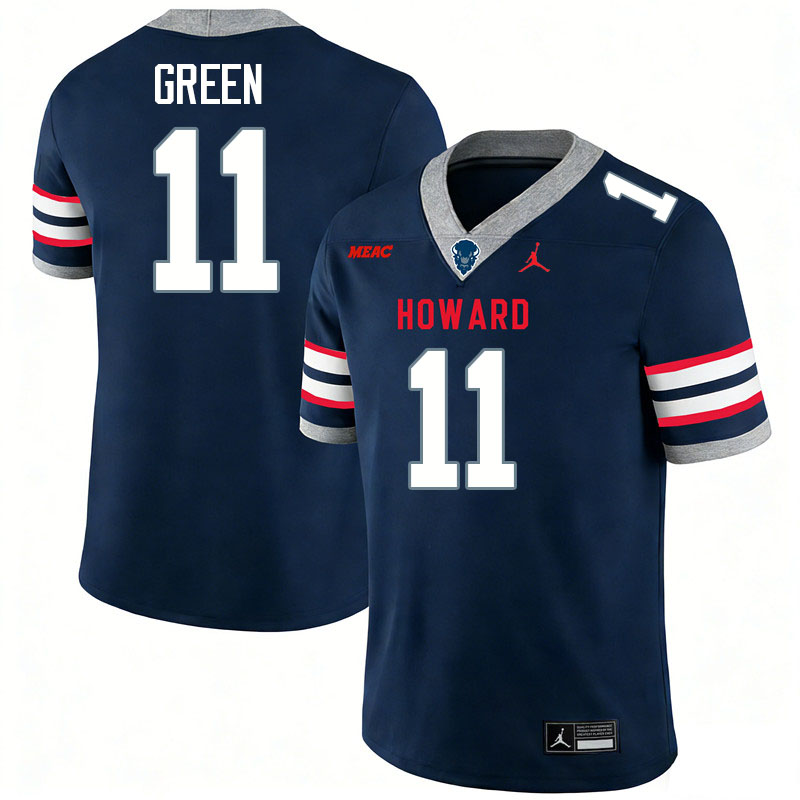 Howard Bison #11 Kedrick Green College Football Jerseys,Uniforms Stitched-Navy